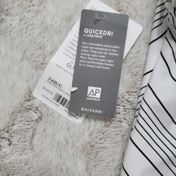 Athleta Chevron High Leg White One Piece Swimsuit NWT Size 34B/C - Picture 5 of 14